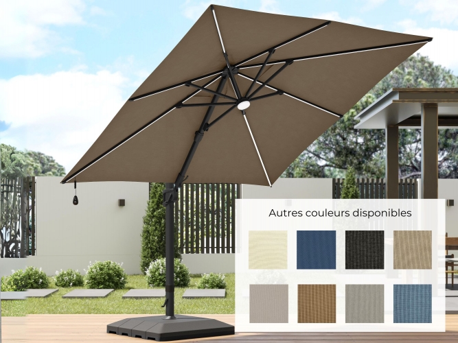 Parasol 10x10 avec lumières LED (plusieurs couleurs disponibles)