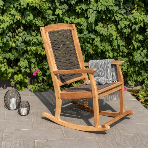 Chaise berçante en bois de Teck