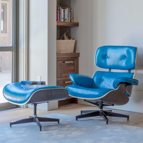 Leonard Chair & Ottoman (Peacock)